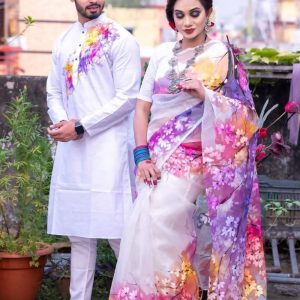hand Print Saree & Panjabi – Elegant Sharee for Women – Ideal for All Seasons & Occasions..