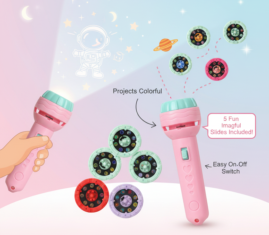 Mini Projector Torch Kids Flashlight 12242