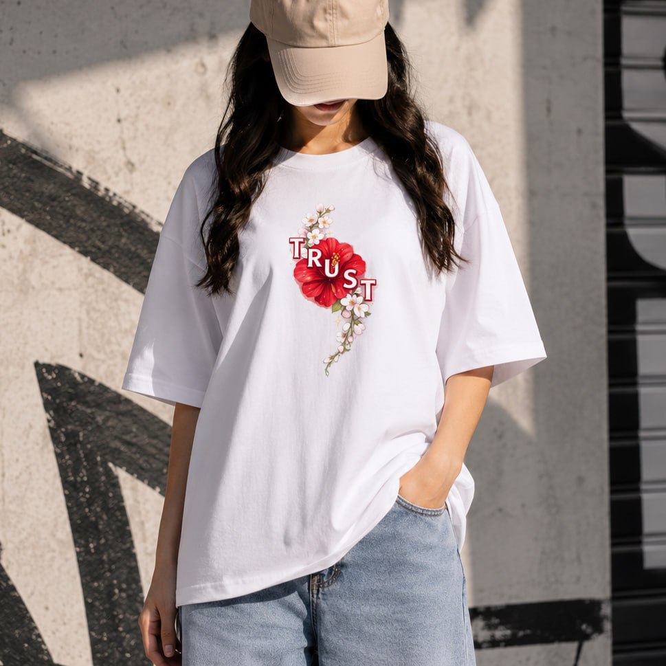 Premium Drop Shoulder T-Shirt for Women |Trendy Print Oversized Tee | Summer Friendly 9140